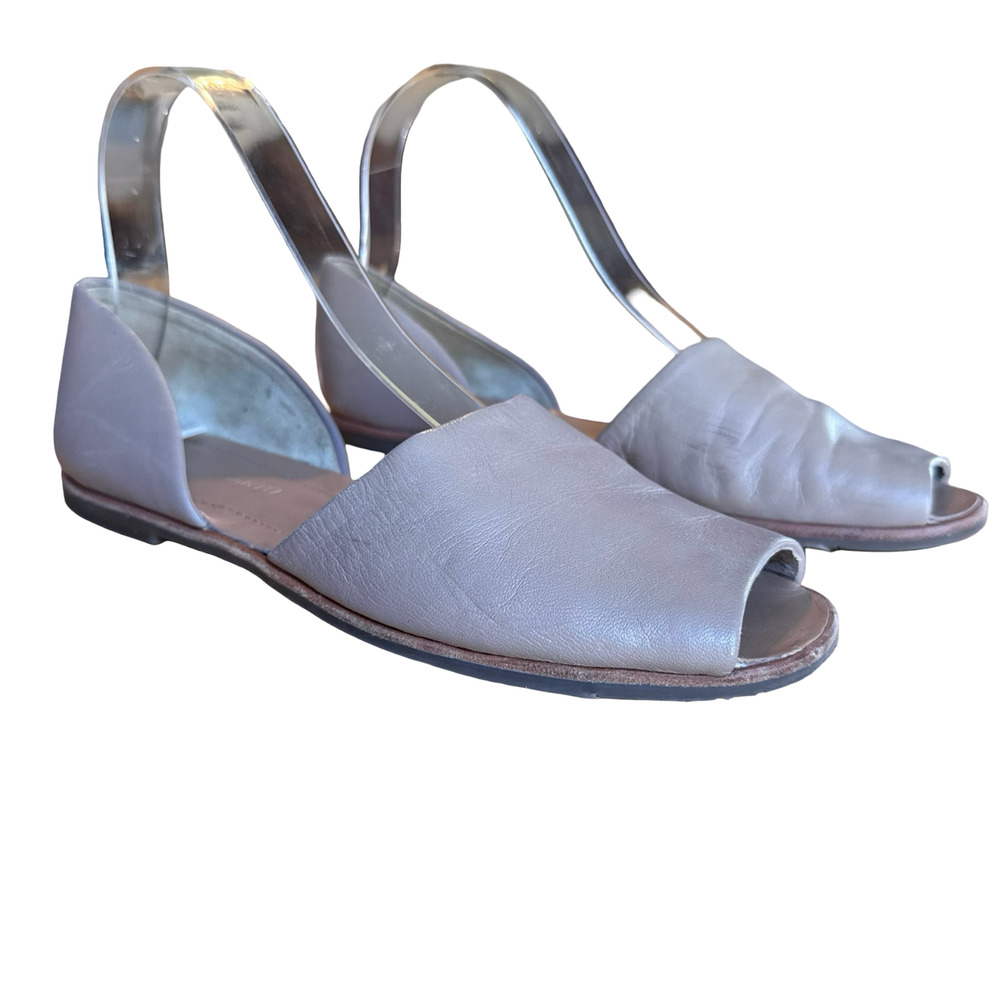 Franco Sarto D'Orsay Flats Beige Leather Peep Toe Slip On Soes Womens sz 7.5